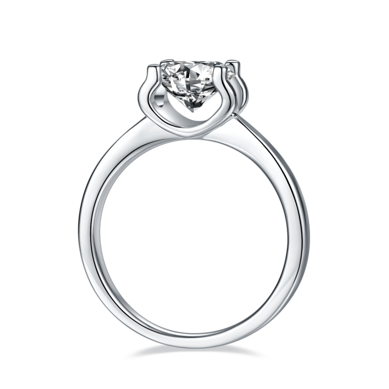 Classic牛头S925银镀白金MoissaniteWomen's Ring1.5ctD级